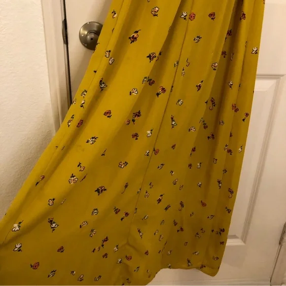 Bella Ella Golden horizon Mustard Yellow floral wrap maxi Dress Gorgeous Sz M - Picture 14 of 15
